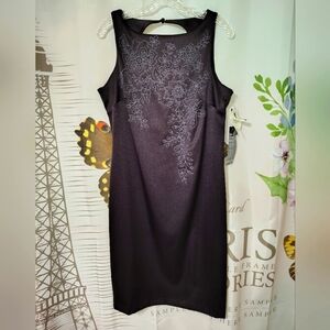 VTG NWT 90s Black Floral Beaded Cocktail Bodycon Black Dress By Rampage